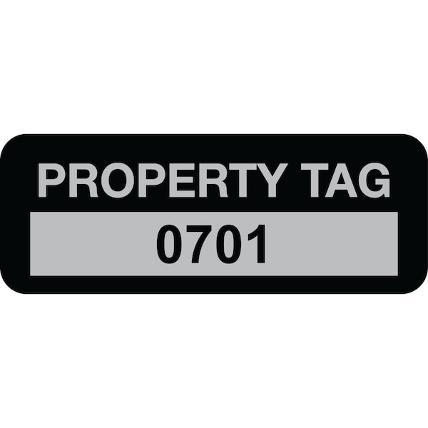 Lustre-Cal Property ID Label PROPERTY TAG5 Alum Black 2in x 0.75in Serialized 0701-0800, 100PK 253740Ma1K0701 - main